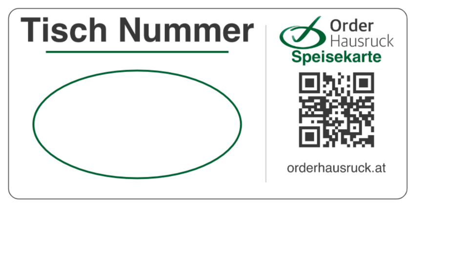 Tischnummern-Etikett mit QR-Code zur digitalen Speisekarte